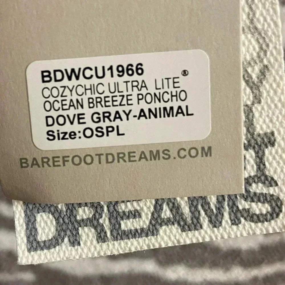 Barefoot Dreams cozy chic ultra lite ocean breeze poncho dove grey One‎ size NWT - Picture 8 of 8